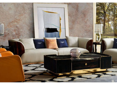 Ledersofa Designer Couch Polster Sofa Couchen Viersitzer Möbel Wohnzimmer Holz