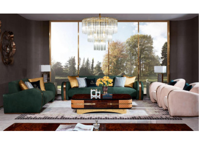 Luxus Sofagarnitur 4tlg. Set Sofa Ledersofa Polster Chesterfield Couch Sofas