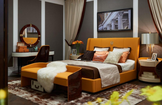 Bett Nachttisch Hocker 4 tlg. Schlafzimmer Set Modern Design Luxus Betten Neu