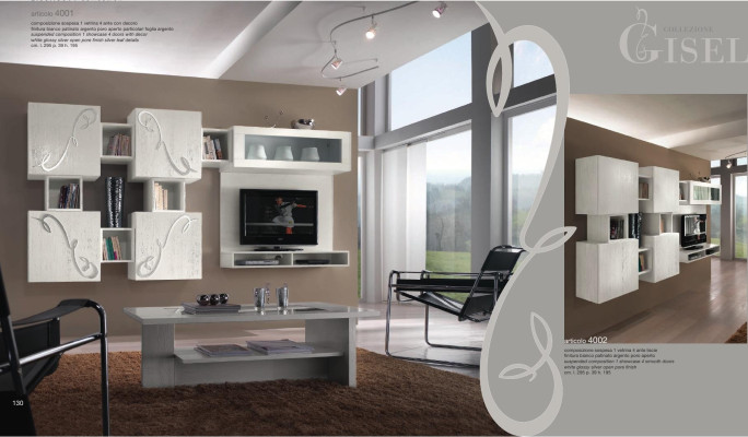 Wohnwand Wandschrank Regal Wohnzimmer Holz Schränke Vitrine Wand Regale Italy