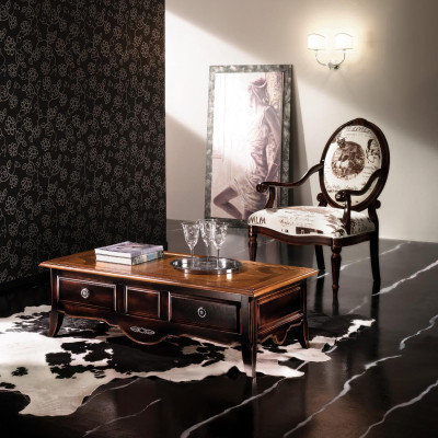 Klassischer Couchtisch Tisch Wohnzimmer Tische Barock Holz Couchtische Massiv