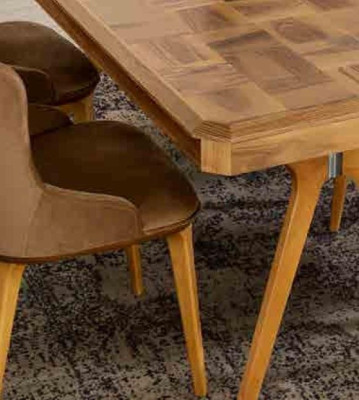 Designer Holz Ess Esszimmer Set Tisch 4x Lehn Stühle Set Garnitur Polster 5tlg