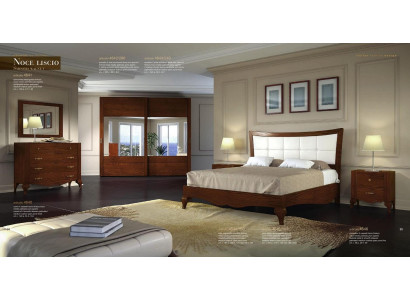 Set 6tlg Schlafzimmer Bett Nachttisch Kleiderschrank Kommode Spiegel Garnitur