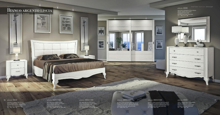 Schlafzimmer Bett Nachttisch Kleiderschrank Kommode Spiegel Weiß Luxus Set 6tlg