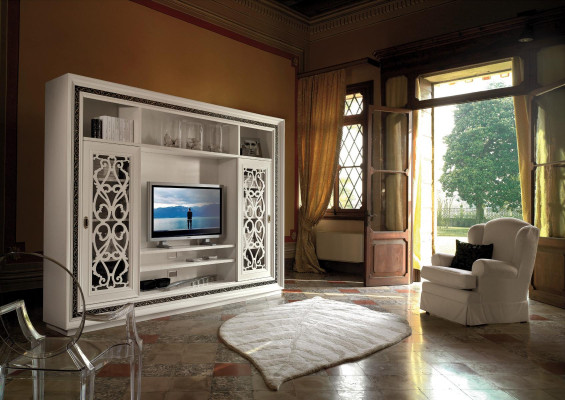 Schrank Vitrine Holz Wohnzimmer Möbel TV Schrankwände Moderne Design Wohnwand