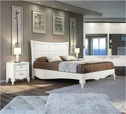 Bett Doppelbett Betten Polster Holz Designer Doppel Bettrahmen Weiß Bettgestelle