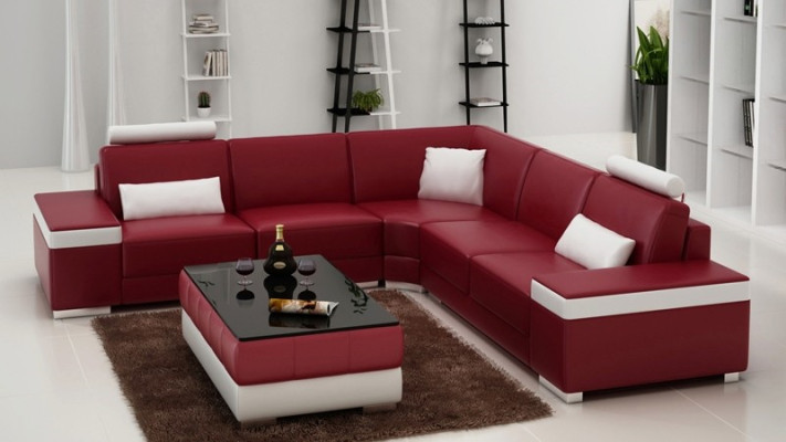 Ledersofa Möbel L-Form Couch Wohnlandschaft Ecksofa Garnitur Design