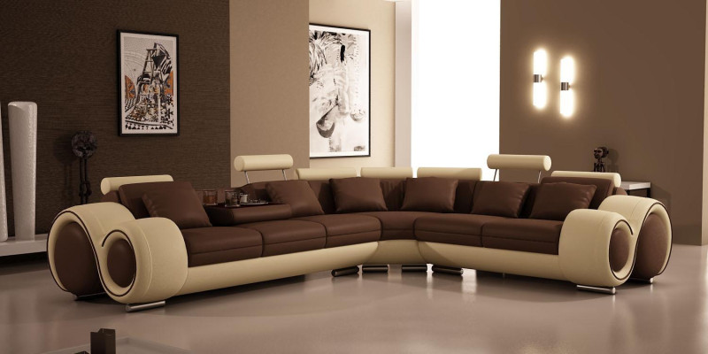 Ecksofa Leder Sofa Couch Polster Eck Sitz Wohnlandschaft Garnitur L-Form Stoff