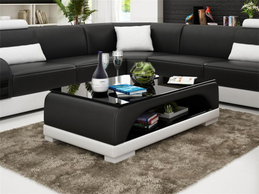 Ledertisch Couchtisch Glastisch Sofa Beistell Moderner Tisch Gepolsterte