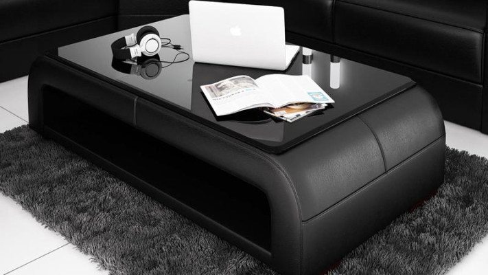 Ledertisch Couchtisch Glastisch Sofa Beistell Tisch Tische Couchtische