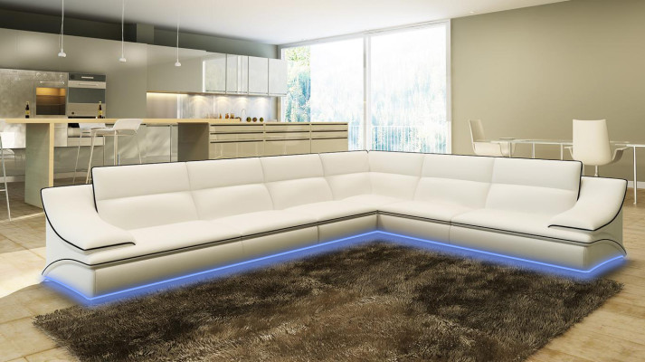 Ledersofa Wohnlandschaft Ecksofa XXL Polster Eck Sitz Couch Garnitur