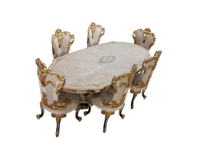 Komplett Set Esstisch + 6 Stühle Esszimmer Set Ess Gruppe Holz Tisch Tische 7tlg