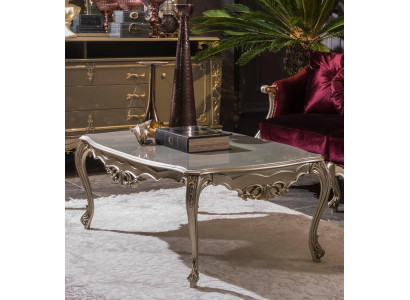 Silberner Couchtisch Kaffeetisch Design Tisch Wohnzimmer Tische