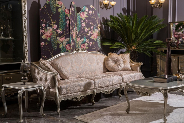 Silberner Couchtisch Kaffeetisch Design Tisch Wohnzimmer Tische