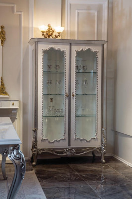 Vitrinen Glas Schrank Vitrine Wohnzimmer Holz Anrichte Luxus Möbel Neu