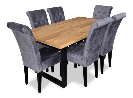 Modern Esstisch Tisch Holz Esszimmer Garnitur 6x Stuhl Set Stühle 7 tlg Set neu