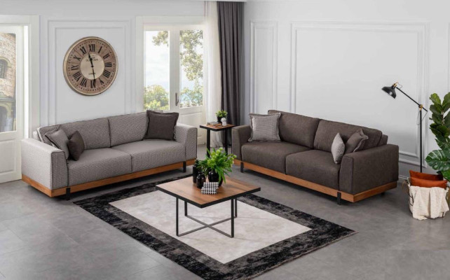 Luxus Sofagarnitur Set Braunes Sofa 3+3 Sitzer Stoffsofa Luxus Designen