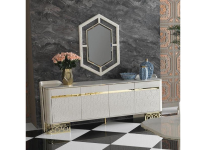 Sideboard Luxus Modernen Design Wohnzimmer Hochwertig Möbel Kommode Spiegel 2tlg