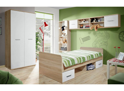 Kinderzimmer Komplett Bett Kleiderschrank Bücherregal Wandregal Set 5 tlg