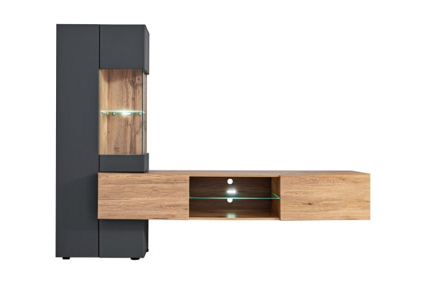 Grau Komplett Wohnwand Luxus Designer Regal Wohnzimmer Neu Einrichtung