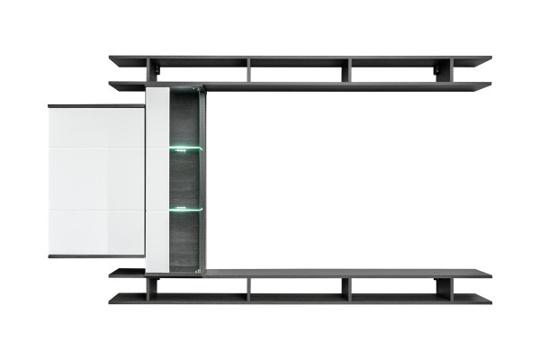 Modern Wohnwand Grau Designer Wohnzimmer Möbel Holz Wandschrank