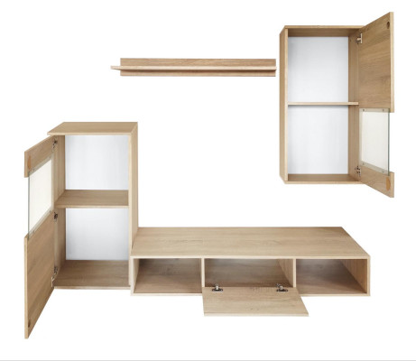 Wohnwand Modern Vitrine TV-Ständer Wohnzimmer Wand Regale Neu