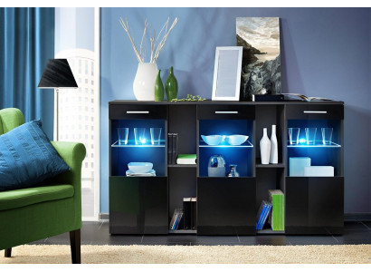 Schwarz Sideboard Designer Kommode Wohnzimmer Modern Holz Möbel