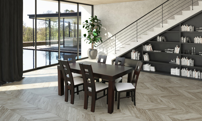 Designer Tisch + 6 Stühle Dekor Garnituren Komplett Wohnzimmer Esszimmer