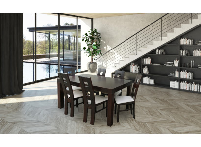 Designer Tisch + 6 Stühle Dekor Garnituren Komplett Wohnzimmer Esszimmer