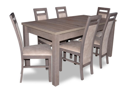 Edel Holz Tisch Garnitur Set 7tlg. Wohn Ess Zimmer 6x Sessel Stuhl Sitz