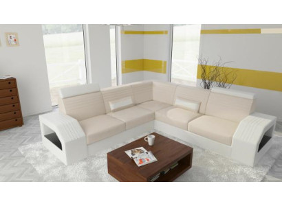 Designer Sofa Couch Ecksofa Leder Stoff Textil Polster Garnitur Wohnlandschaft