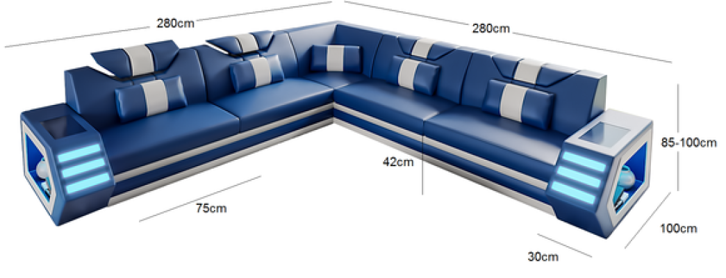 Wohnlandschaft Ledersofa Couch Polster Ecksofa Sofa Big XXL Couchgarnitur