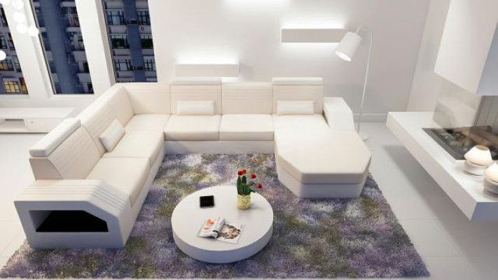 Designer Sofa Ecksofa Leder Stoff Textil Polster Garnitur Wohnlandschaft