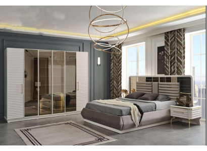 Moderne Schlafzimmer Möbel Designer Doppelbett 2x Holz Nachttische 3tlg