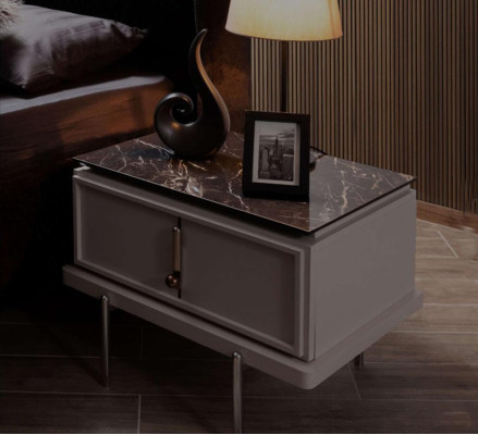 Moderne Schwarz-Weiße Schlafzimmer Möbel Polsterbett Nachttische 4tlg