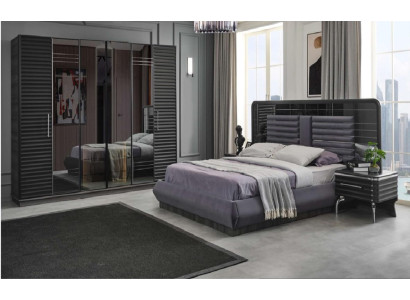 Polsterbett Holz Nachttische Kleiderschrank Designer Schlafzimmer Set