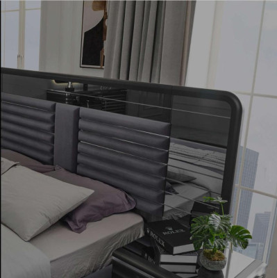 Polsterbett Holz Nachttische Kleiderschrank Designer Schlafzimmer Set