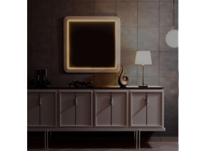 Modernes Esszimmer Set Brauner Sideboard Quadratischer Spiegel 2tlg Set