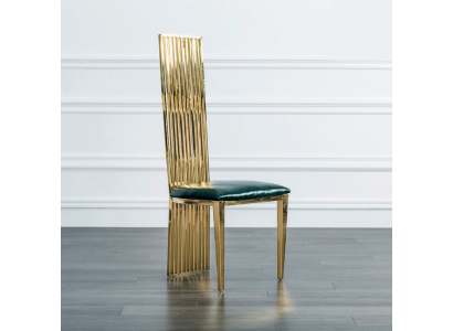 Gold-Grüner Esszimer Hochstuhl Luxuriöser Einsitzer Holz Polsterstühle