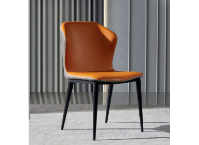 Schwarz-Oranger Esszimmerstuhl Designer Stühle Moderne Lehnstühle Neu