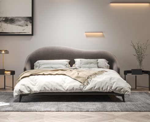 Graues Textilbett Schlafzimmer Betten Luxus Doppelbetten Stilvolle Möbel