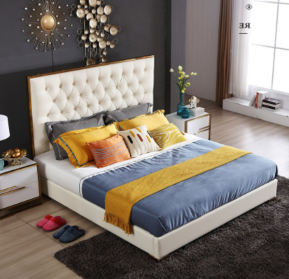 Weißes Chesterfield Großes Bett Schlafzimmer Möbel Designer Betten Neu