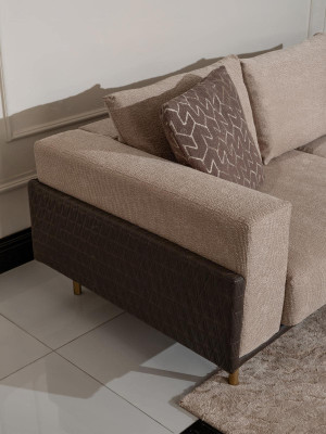 Viersitzer Sofa 4 Sitzer Polstersofa Stoffsofa Beige Moderne Tisch Neu