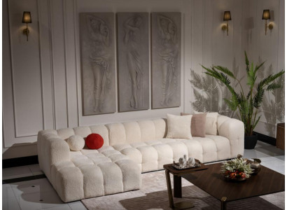Ecksofa Stoffsofa Polstersofa Moderne Luxus Sofa Relax Weiß Sofas