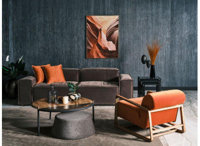 Sofagarnitur Stoffsofa Dreisitzer Sessel Grau Couch Set Couchgarnitur