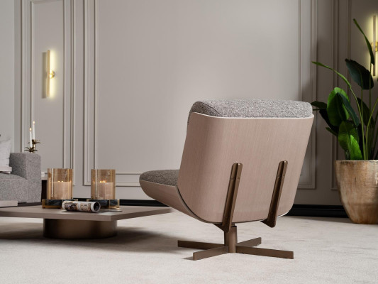 Drehstuhl Sessel Stoff Sitzer Einsitzer Grau Wohnzimmer Clubsessel