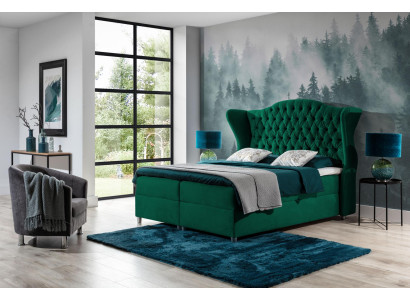 Chesterfield Boxspring Betten Hotel Bett Schlafzimmer Samt Velvet Luxus Möbel