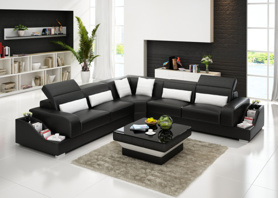 Ledersofa Couch Wohnlandschaft Ecksofa Eck Garnitur Modern Sofa Design