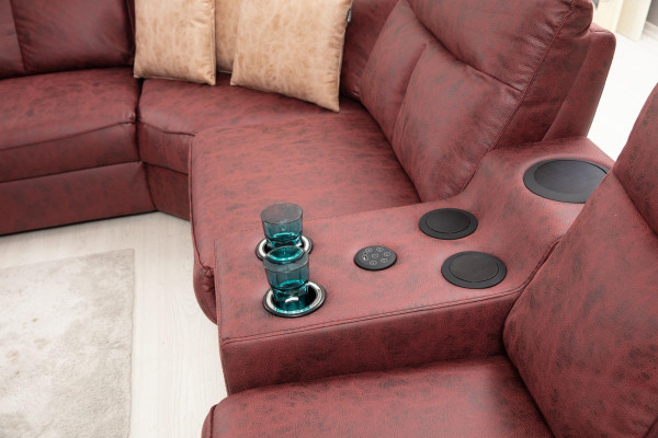 Ecksofa L-Form Design Wohnzimmer Luxus Sitzmöbel Modern Rot Polstermöbel