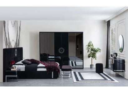 Modernes Schwarzes Schlafzimmer Bett Bettgestell Möbel Edelstahlelemente